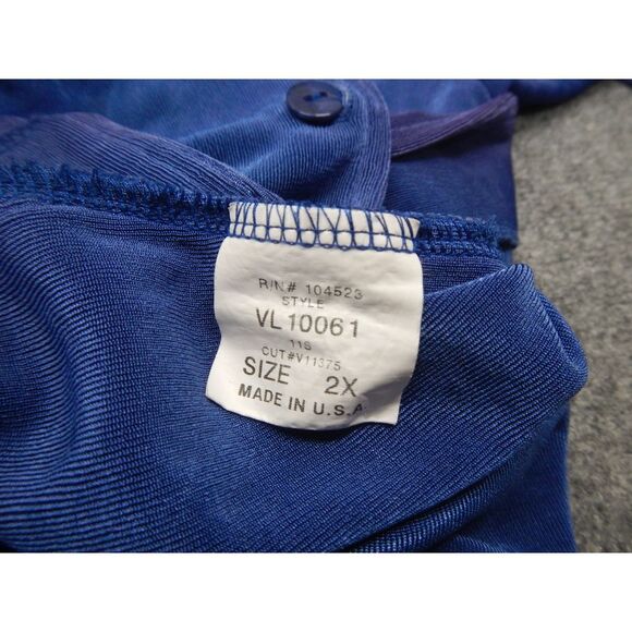 Vikki Vi Blouse Button-Up Plus Size‎ Top 2X Blue Red Elegant 3/4 Sleeve - Picture 5 of 11